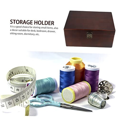 TOPPERFUN Sundries Storage Box Retro Wooden Organizer for Jewelry Items Decor Multi-functional Holder for Desktop Use