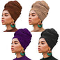 XTREND 4 Pieces Stretch Jersey Turban Knit Head Wrap Hairband Scarf Fashion Headband Solid Color Breathable Soft Extra Long Head Band Tie for Women (Black, Camel, Dark Purple, Coffee) - color: Black, Camel, Dark Purple, Coffee