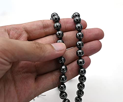 Amazing Gemstone Japa Mala 108 Prayer Beads Necklace and Wrist Mala Bracelet for Meditation - color: Hematite, size: Hand Knotted