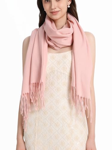 Pashmina Shawl and Wraps for Evening Dresses Resemble Cashmere Scarf for Women Wedding Winter Warm Shawls - color: Pink