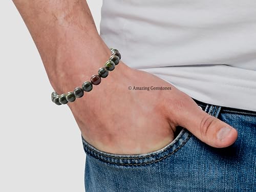 Amazing Gemstone Crystal Bracelet for Women Men's Gifts - Protection Healing Crystal Bracelet - 8mm Gemstone Beaded Stretchable Bracelet Pulseras Para Hombres Mujer Stocking Stuffers Mothers Day Gift (Dragon Bloodstone) - color: Dragon Bloodstone