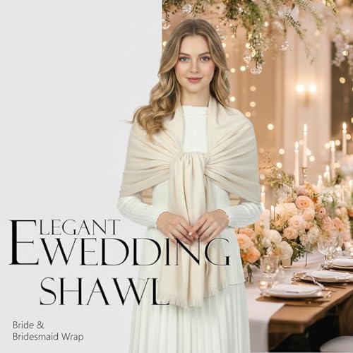 Shawl Wraps for Women Pashmina Shawls and Wraps for Evening Dresses Large Soft Scarf Winter Scarf Wedding Shawl… - color: Cream