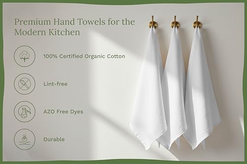 Organic Cotton White Dish Towels - 10 Pack Quick Drying White Kitchen Towels - Lint-Free Organic Cotton Dish Cloths - Extra Large Highly Absorbent Blank Tea Towels - 27"x27" - color: White