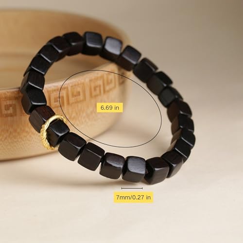 Handmade Wooden Beaded Bracelet – 7mm Natural Beads, Adjustable Stretch Cord, Comfortable Wear for Women & Men