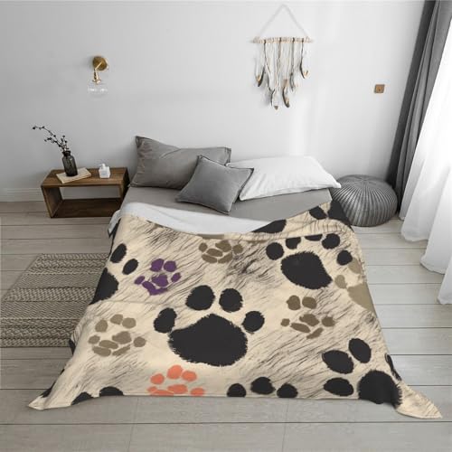 Dog Paws Print 2 Prints Throw Blanket (320g Flannel) Anti-Pilling Warm Fuzzy Blankets for Bed Sofa Couch Travel 40x30 Inch - color: Dog Paws Print 2, size: 40x30 Inch