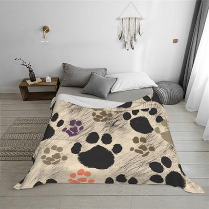 Dog Paws Print 2 Prints Throw Blanket (320g Flannel) Anti-Pilling Warm Fuzzy Blankets for Bed Sofa Couch Travel 40x30 Inch - color: Dog Paws Print 2, size: 40x30 Inch