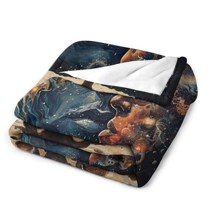 Abstract Space Meditation Throw Blanket for Couch Bed, Soft Cozy Moon Star Planet Indian Yoga Sofa Decor Blankets for Women, Men, 40"x50"