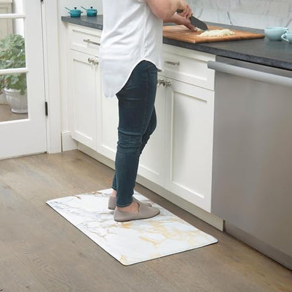 SoHome Cozy Living Anti Fatigue Mat Kitchen Mat Non Slip Stain Resistant Easy Clean 1/2 Inch Thick Kitchen Floor Mats, Marble Gold 17.5" x 30" - color: Gold, size: 30"L x 17.5"W x 0.5"Th