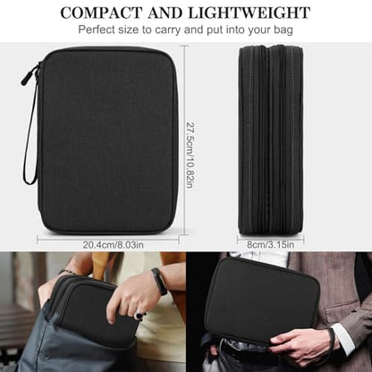 FYY Electronic Organizer, Extra Large Travel Cable Organizer Bag Pouch Portable Waterproof Double Layers All-in-One Storage Bag for iPad, Cable, Power Bank, Laptop Charger for Office/Home, Black