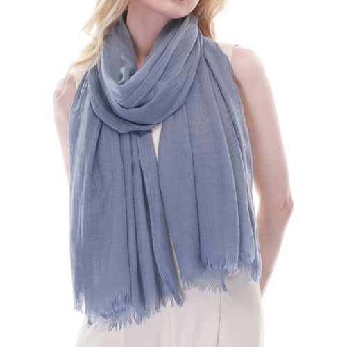 RIIQIICHY Scarf for Women Lightweight Solid Color Long Fashion Gauze Scarves Shawl Wrap - color: Dusty Blue