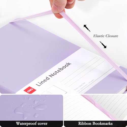 deli A5 Lined Journal Notebook, 160 Pages Hardcover Writing Notebook, 5.5"x8.2" College Ruled Notebook for Office, School, Work Notes (Purple) - color: Purple