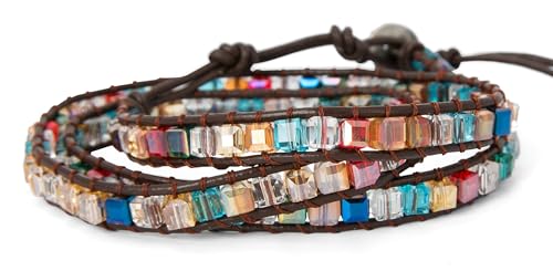 New! Dazzling Handmade Leather Wrap Bracelet Collection - style: 3 Wrap Multi Color