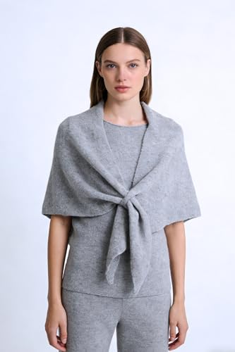 Ayliss Shawl Wraps for Women Shawl Sweater Pashmina Wraps Cashmere Cardigans Cape Wool Triangle Scarf for Weddings Gifts - color: Grey