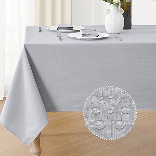 Veblandy Textured Rectangle Tablecloth 52x70 inch Table Cloth Water Resistant Wrinkle Free Spill-Proof, Decorative Fabric Table Cover Washable for Banquet Parties Event Holiday Dinner, Light Grey - color: Light Grey, size: 70" x 52" (Rectangular)