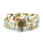 108 Mala Beads Bracelet Necklace with Yoga Symbol Buddha Charm – Gold-Plated Meditation Jewelry, Healing Stone, Ideal Spiritual Gift for Yoga & Meditation - style: Amazonite