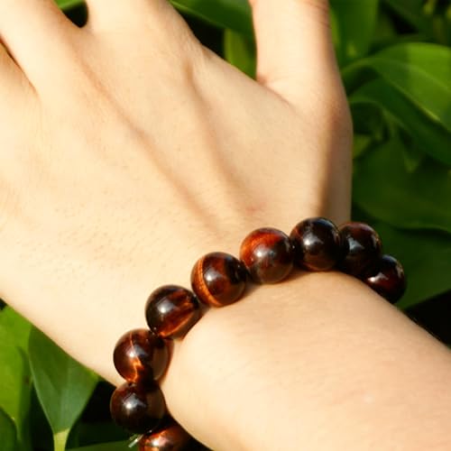Natural Handmade Healing Chakra Bracelet - color: 12mm-Red Tiger Eye-FOR 8-8.7 INCH WRIST