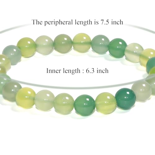 8mm Natural Gemstone Stretch Bracelet, Handmade Unisex Crystal Bracelets for Meditation, Yoga, Spiritual Healing & Positive Energy - color: Prehnite