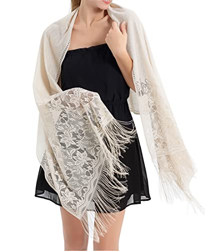 RIIQIICHY Shawls and Wraps for Evening Dresses Scarfs for Women Pashmina Wedding Formal Shawl - color: Beige