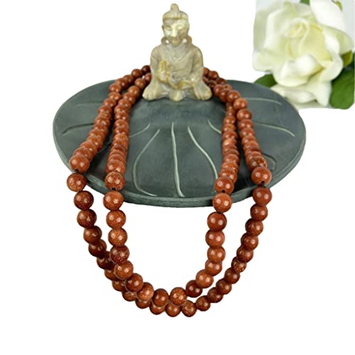 Agan Traders Authentic 108 Mala Beads Necklace – Tibetan Prayer Japamala – Meditation Necklace for Yoga Healing – Gemstone Mala Beads with Tassel for Men & Women - color: sandstone