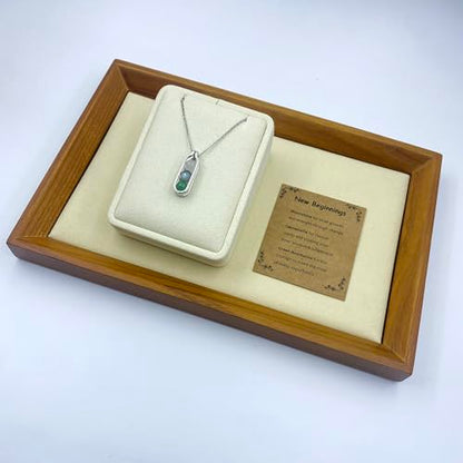 Natural Crystal Necklace Gift for New Beginnings, Crystals and Healing Stones Necklace for Anxiety Relief, Encourage Gift For Women, Mum, Natural Genuine Gemstone, Cheer Up - color: Gold, style: New Beginnings