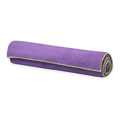Gaiam Yoga Towel - Mat Sized Active Dry Non Slip Moisture Wicking Sweat Absorbent Microfiber Hot Yoga Towel for Women & Men | Stay-Put Corner Pockets (70" Long x 26" Wide)