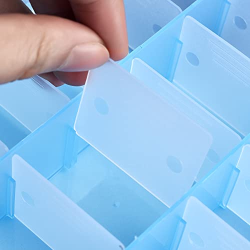 AKOAK 1 Pack 24 Grid Plastic Storage Case, Transparent Jewelry Display Organizer, Detachable Divider -7.5"x 5.1"x 1.4" for Beads, Jewelry, Earrings, Rings (Blue) - color: Blue