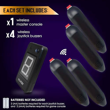 Digital Energy Wireless Handheld Game Buzzer System - Console Displays First Buzz-in - Great for Jeopardy, Family Feud, Trivia and Buzzer Games - 4 Joystick Buzzers - size: 4 Player