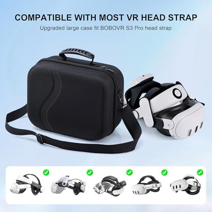 STARTRC GAMES Carrying Case for Meta Quest 3, Large Travel Case Compatible with BOBOVR S3 Pro/KIWI Design Battery Head Strap and Other Accessories, Hard Shell Travel Bag for Oculus Quest 3 - color: Black