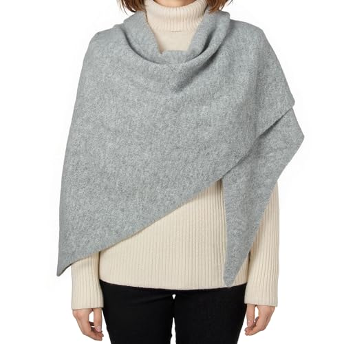 RIIQIICHY Shawl Wrap Women Pashmina Triangle Cape Knit Sweater Scarf for Fall Winter Fashion Accessory - color: Light Grey