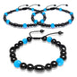 2 Pack Magnetic Therapy Anklet Bracelet Set - Hematite Aquamarine Gemstone for Women & Men, Improving Fertility & Pregnancy Health Care - color: Magnetic Hematite & Aquamarine