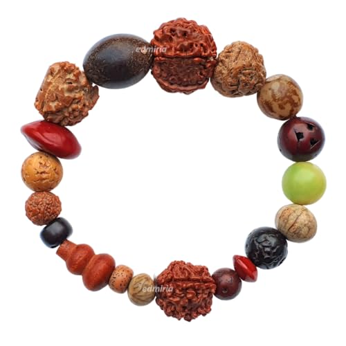 Tibetan Mala Bodhi Seed Wrist Bracelet From Bodh Gaya Nepal - Phoenix Eye Natural Buddha Beads Hand String for Men Women Prayer Japa