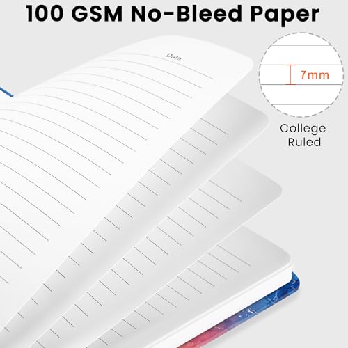 Lined Spiral Journal Notebook, A5 College Ruled Notebook for Journaling, Note-Taking, and Daily Planning, Durable Hardcover with an Elegant Design, Marble - color: L-Marble