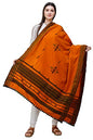 Exotic India Shawl from Kutch with Embroidered Bootis and Mirrors - Wool - color: Orange Ochre