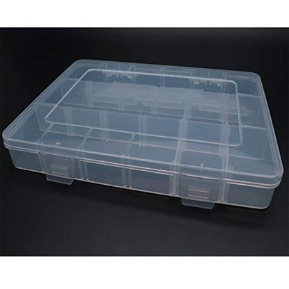 Xiaoyztan Clear Plastic Organizer, 18 Grids with Adjustable Dividers, Jewelry Box Bead Storage Container for Small Parts, Fishing Tackle, DIY Crafts, and Earrings, Overall 7.9 x 5.7 x 1.1 inch - size: 7.9x5.7x1.1 in