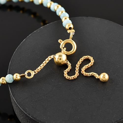 InfinityGemsArt Bracelets For Women Birthstone Jewelry Micro Beads Beaded Stone Bolo Single Slider Crystals Gemstones 14K Gold Plated Adjustable Chain, best Gifts For Her.
