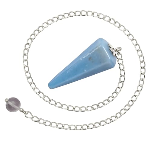 Amazing Gemstone Angelite Crystal Pendulum for Divination - Certified Dowsing Crystals and Healing Stones for Chakra Balancing and Meditation - Enhance Reiki Spiritual Growth - color: Angelite