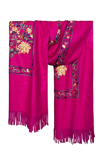 Urban CoCo Women's Embroidered Tassel Long Shawl Oversize Scarf Wraps for Women - color: #1-rose