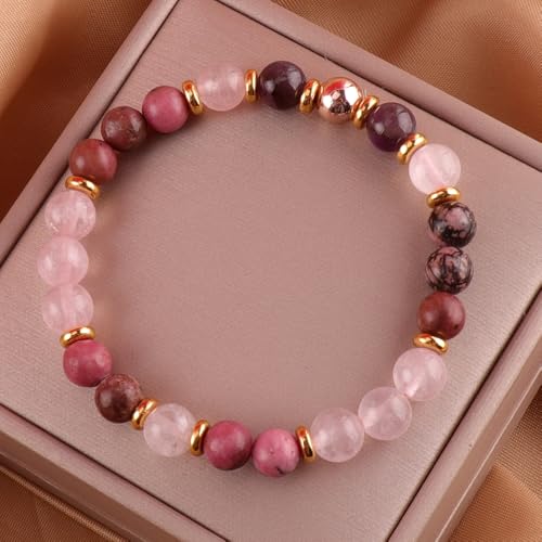 KSQS Healing Stone Bead Bracelet for Women, Natural Gemstones Balance Protection Bracelet, Spiritual Crystal Beads Bracelet Anxiety Relief with Meaning Card - style: Self-Love