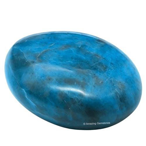 Amazing Gemstone Blue Apatite Crystals and Healing Stones - Palm Stone Crystals Piedra for Good Luck, Balanced Positive Energy, Meditation - Unique Stocking Stuffers and Birthday Gifts for Women, Men - color: Blue Apatite