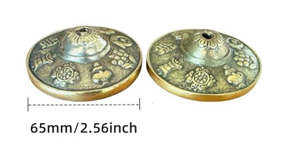 Tibetan Tingsha Cymbals, 2.6 inch Bronze Meditation Bells with Drawstring Bag, Traditional Sanskrit Design for Percussion Instrument