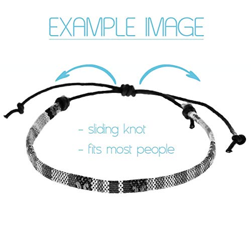 Made by Nami 2 Pcs Boho Surfer Bracelets for Men and Women Waterproof and Adjustable Beach Bracelets for Men and Women Set of 2 Beaded & Braided - color: Lava-Beads & Black