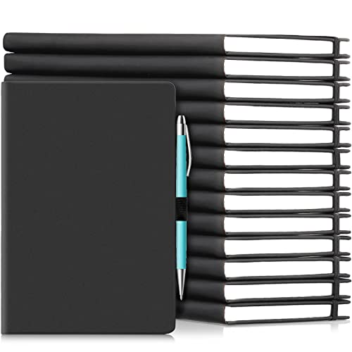 Laumoi 14 Pack Lined Journal Notebooks 5.5 x 8.2 Inch A5 Hardcover Notebook College Ruled Notepad with Pen Holder PU Leather Ruled Lined Journals for School Business Work Writing(Black) - color: Black, size: A5