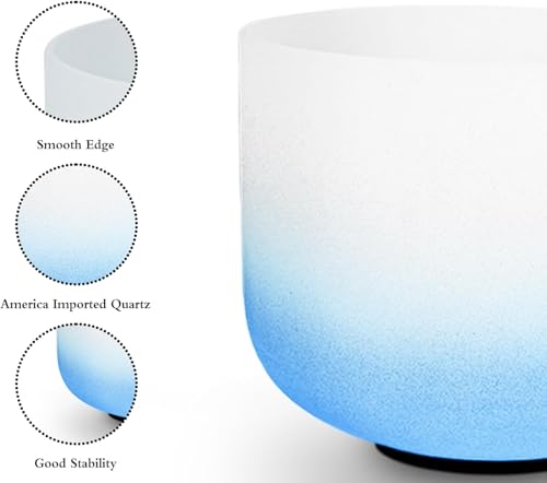 Set of 7 size 6-12 inch Gradient Color Chakra Tuned 432hz Quartz Crystal Singing Bowls with Heavy Duty Carrying Cases and Singing Bowl Mallets - color: Set of 7, Gradient