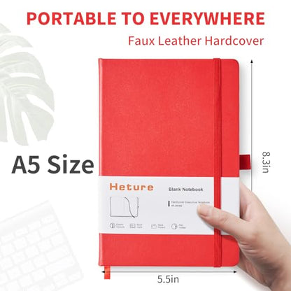 Heture Hardcover Notebooks, A5 Blank Notebook for Writing 160 Pages, 8.2 x 5.5 inch, Classic Blank Notebooks for College/Work/Travel(Blanked-3 Pack, Red) - color: Red, style: Blanked-3 Pack