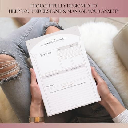 Anxiety Relief Workbook & CBT Therapy Notebook - Guided Prompts, Mental Health Wellness Journal - A5 (Lux) - color: Lux