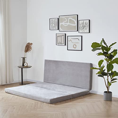 SINWEEK Tri-Folding Topper with Storage Bag - 3.8" Foldable Foam Topper Cot Mat, Guest Mat with Machine Washable Cover, CertiPUR-US Certified (58 x 78 Inch) - size: SQ (58 x 78 Inch), style: High Support Foam
