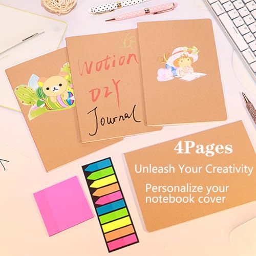 SZYIKUER A5 Kraft Notebooks Bulk, Blank Journaling Notebooks, Notebooks for Work, Journal notebooks for kids, Composition Notebooks for School， 60 Pages ，8.3x5.5 Inches 4 Pack