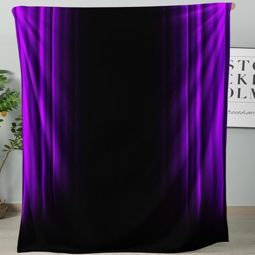 Soft Plush Bedding Purple and Black Fleece Blanket,Super Cozy Fluffy Plush Abstract Ombre Print Throw Blanket for Couch, Sofa, Bed 47"x59" - color: Purple and Black