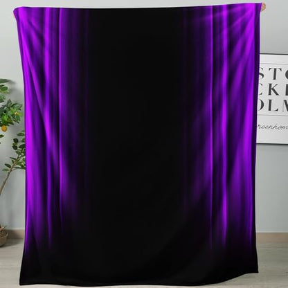 Soft Plush Bedding Purple and Black Fleece Blanket,Super Cozy Fluffy Plush Abstract Ombre Print Throw Blanket for Couch, Sofa, Bed 47"x59" - color: Purple and Black