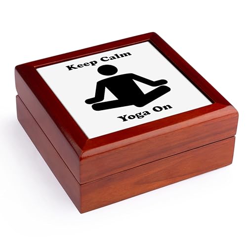 3dRose Keep calm yoga on Jewelry Box 7 x 7 inch with 4 inch tile